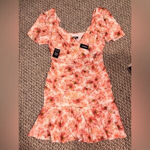 Express Floral Peach Mini Dress